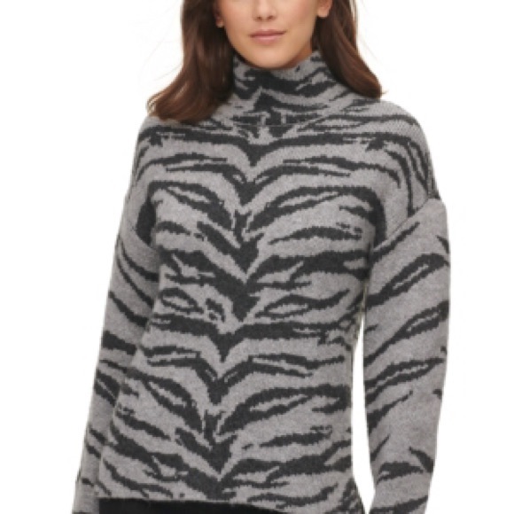 SOLD - NWT DKNY sweater animal print zebra Large - Picture 4 of 5